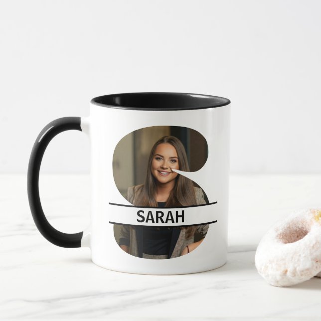 Custom Photo and Name Letter 'S' Mug (With Donut)