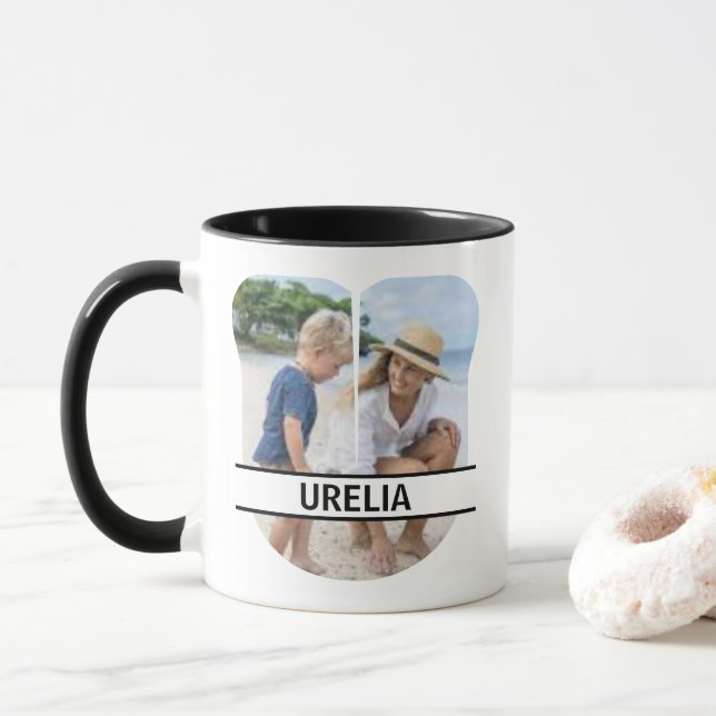 Custom Photo and Name Letter 'U' Mug (With Donut)