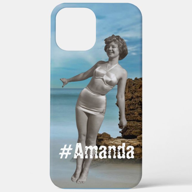 Custom photo and name Modern summer beach blue  Case-Mate iPhone Case (Back)