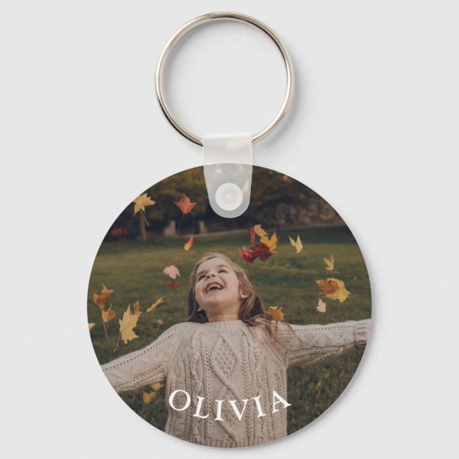 Custom Photo and Name Personalised Child Key Ring (Front)