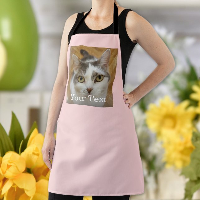 Custom Photo and Name Personalized Adult Pink Apron (Creator Uploaded)