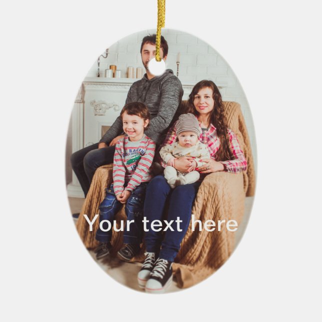 Custom Photo and/or Text Ceramic Tree Decoration (Front)