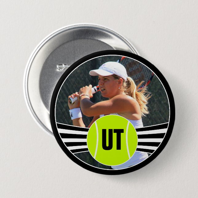 Custom Photo and Player Initials/Text Button Pin (Front & Back)