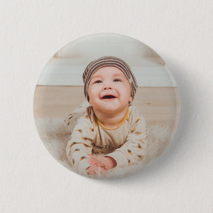 Custom photo and text 6 cm round badge