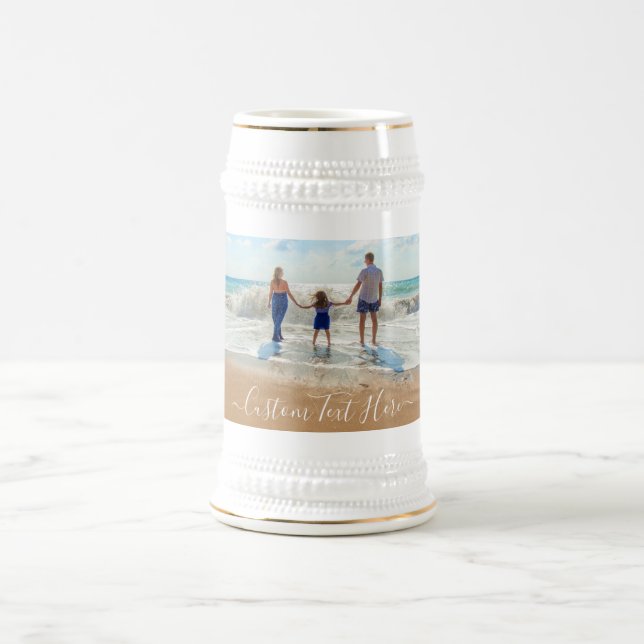 Custom Photo and Text Beer Stein Your Own Design (Center)