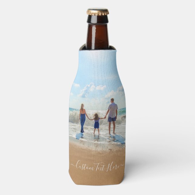 Custom Photo and Text Bottle Cooler Your Design   (Bottle Front)