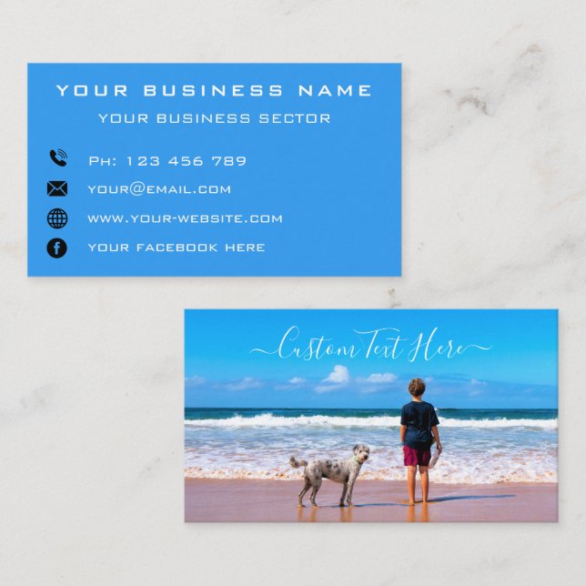 Custom Photo and Text Business Card Template (Front/Back)