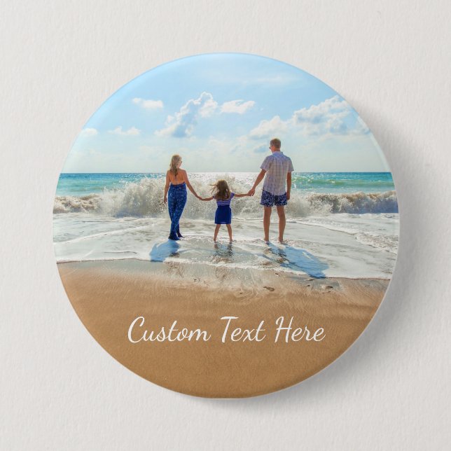 Custom Photo and Text Button - Your Own Design (Front)