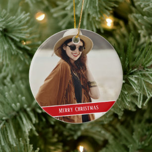 Custom photo and text Christmas  Ceramic Tree Decoration