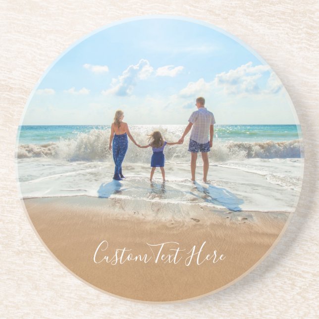 Custom Photo and Text Coaster with Your Own Design (Front)