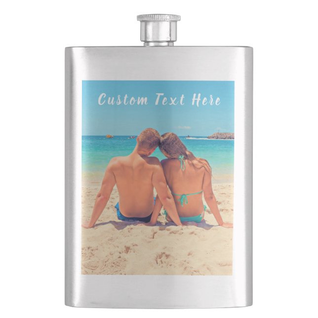 Custom Photo and Text Flask Your Own Design Gift (Front)