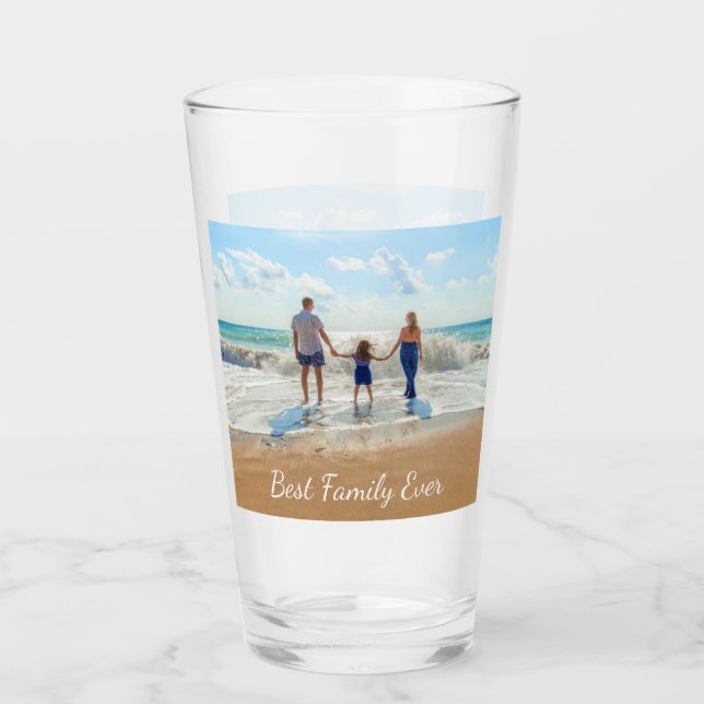 Custom Photo and Text Glass - Best Family Ever (Front)