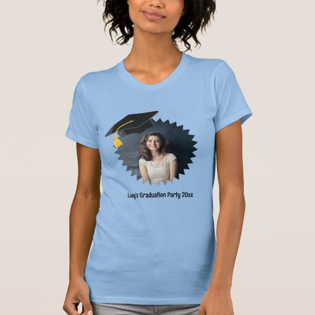 Custom Photo and Text Graduation Cap T-Shirt (Front)