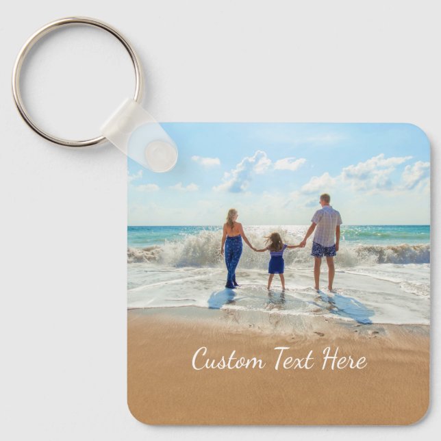 Custom Photo and Text Keychain Your Family Design (Front)
