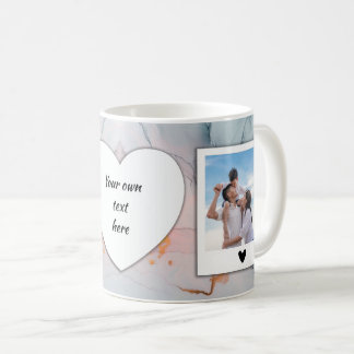 Custom Photo and Text Mug - Light Blue Marble