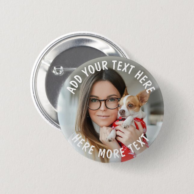 Custom Photo and Text Or Name 6 Cm Round Badge (Front & Back)