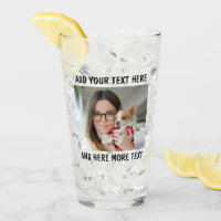 Custom Photo and Text Or Name Glass Cup