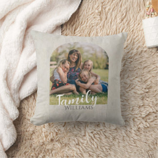 custom photo and text pale taupe minimalist cushion