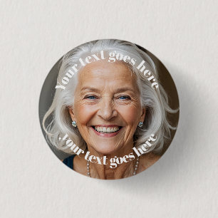 Custom Photo and text party function badge button