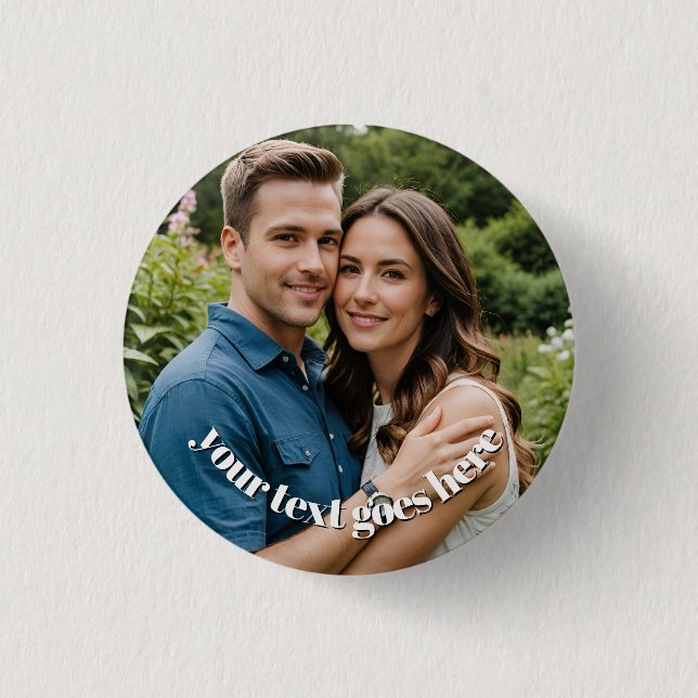 Custom Photo and text party function badge button (Front)