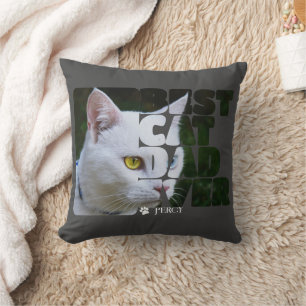 Custom Photo And Text Personalised Best Cat Dad Cushion