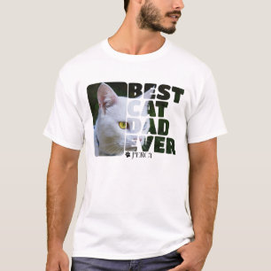 Custom Photo And Text Personalised Best Cat Dad T-Shirt