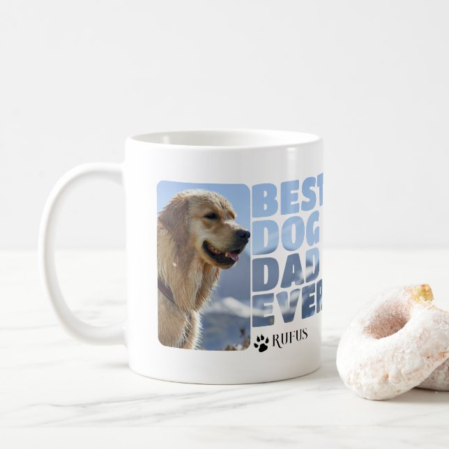 Custom Photo And Text Personalised Best Dog Dad Coffee Mug (With Donut)