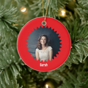Custom Photo and Text Personalised Ceramic Tree Decoration