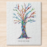Custom Photo And Text Personalised Colourful Tree<br><div class="desc">This stylish puzzle is decorated with a rainbow-coloured mosaic tree.
Customise it with a name or inspirational quote.
Original Mosaic © Michele Davies.</div>
