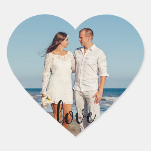 Custom photo and text personalised template heart sticker