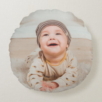 Custom photo and text round cushion