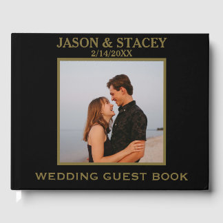 Custom Photo and Text Simple Elegant Guest Book