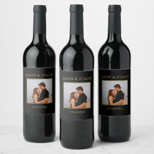 Custom Photo and Text Simple Elegant Wine Label