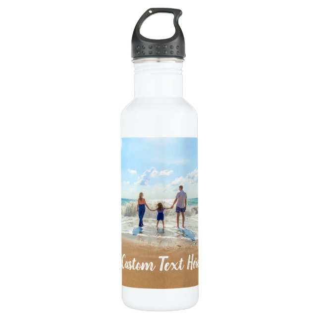 Custom Photo and Text Stainless Steel Water Bottle (Front)