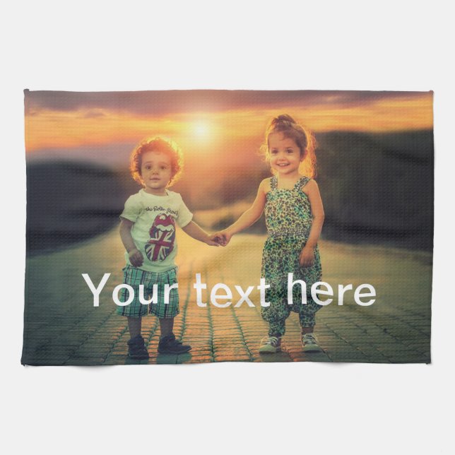 Custom Photo and Text Tea Towel (Horizontal)