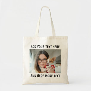 Custom Photo and Text Tote Bag