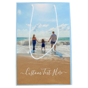Custom Photo and Text - Unique Your Own Design -   Medium Gift Bag