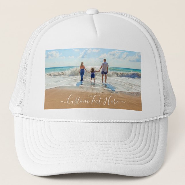 Custom Photo and Text - Unique Your Own Design Trucker Hat (Front)
