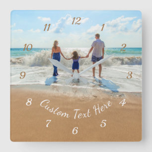 Custom Photo and Text Wall Clock - Family Design