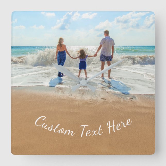 Custom Photo and Text Wall Clock with Your Family (Front)