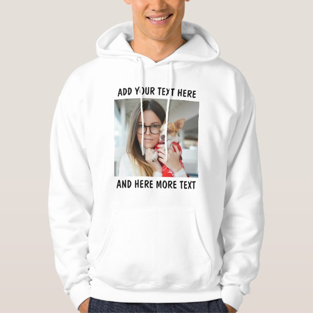Custom Photo and Text White Hoodie (Front)