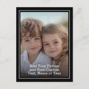 Custom Photo and Text With Black Border Postcard