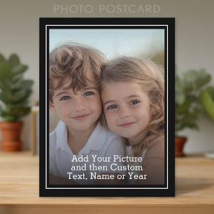 Custom Photo and Text With Black Border Postcard
