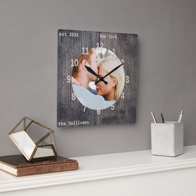 Custom Photo and Text Wooden Wall Clock (Office)