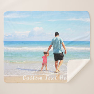 Custom Photo and Text - Your Design For DAD Sherpa Blanket