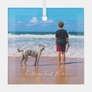 Custom Photo and Text - Your Own Design - Best Pet Glass Tree Decoration