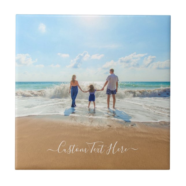Custom Photo and Text Your Own Design Ceramic Tile (Front)