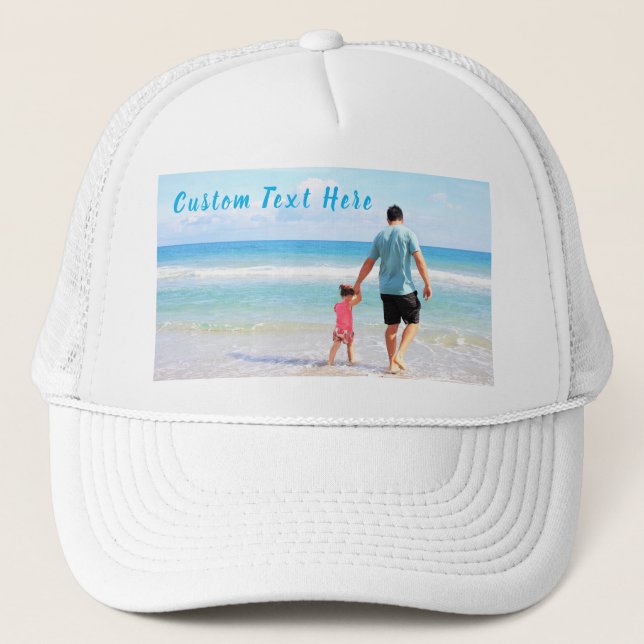 Custom Photo and Text - Your Own Design - For Dad Trucker Hat (Front)