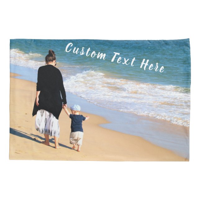 Custom Photo and Text - Your Own Design - For Mum Pillowcase (Back)