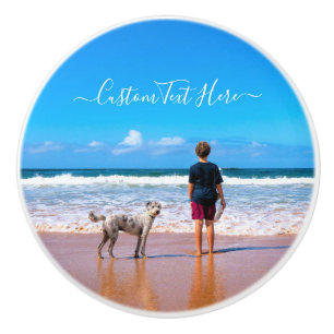 Custom Photo and Text - Your Own Design - My Pet   Ceramic Knob